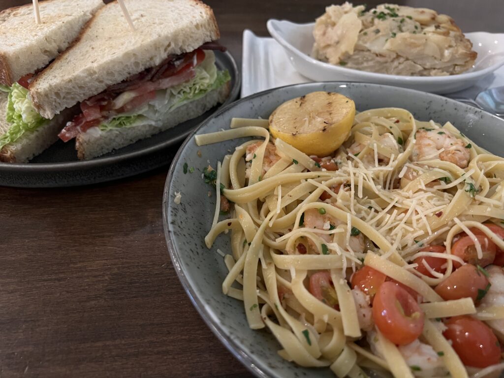 great maple blt and lemon shrimp pasta