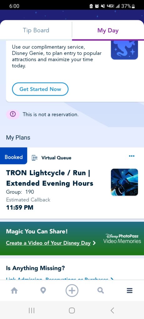 virtual queue return time from app