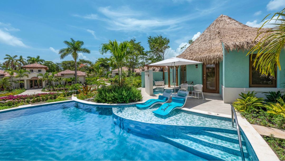 Sandals resort infinity pool overlooking the ocean