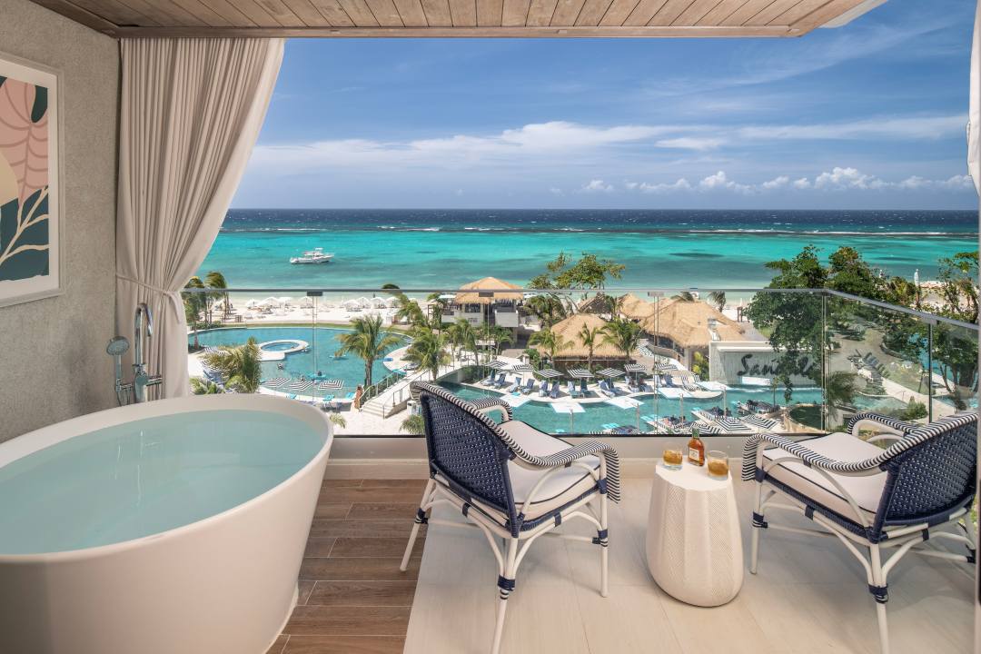 Sandals resort private balcony with ocean view